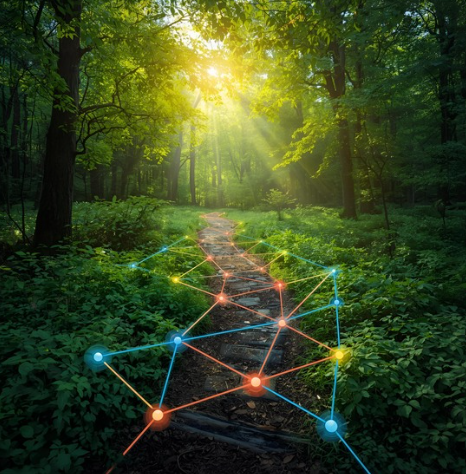 camino que lleva, conectando, a la solucion